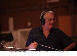Randy conducts the orchestra at a Princess and Frog recording session.